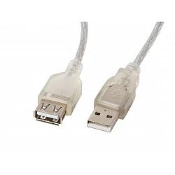 USB cable Lanberg extension cable USB 2.0 AM-AF, 5m, transparent ferrite