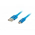Кабел Lanberg USB MICRO-B -> USB-A 2.0 1m, blue premium QC 3.0