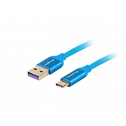 Cable lanberg usb-c(m) ->  usb-a 2.0 1m, blue premium 5a