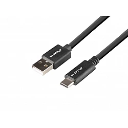 USB кабел Lanberg USB-C(M) -> USB-A(M) 2.0 cable 1m QC, black BOX