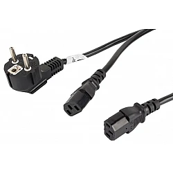 Charging cable lanberg cee 7/7 -> 2x iec 320 c13 2m vde, black
