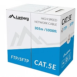 Lan cable lanberg  ftp cat.5e 305m solid cca, grey
