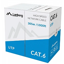 Пач кабел Lanberg LAN UTP CAT.6 305m solid CCA, grey