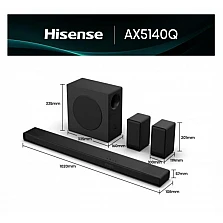 Колонки Hisense AX5140Q 5.1.4Ch Soundbar субуфер 600W Dolby Atmos Bluetooth 5.3 4K HDMI DTS:X HDMI/AUX/ARC/Optical/USB EQ modes черни
