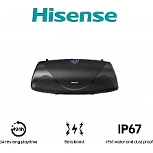 Bluetooth колонка Hisense WeBoom, 140W, до 20 ч, IP67, powerbank, ambient light, черна