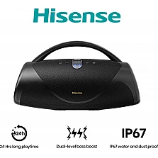 Bluetooth колонка Hisense VoyageBoom, 360W, до 24 ч, IP67, powerbank, bass boost, черна