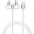 Verbatim Sync & Charge 3‑in‑1 cable, USB‑A to Micro‑B/USB‑C/Lightning, 18W, 100 cm, white