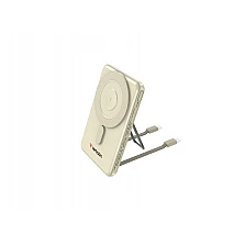 Външна батерия Verbatim Charge ‘n’ Go 2C Power Bank Magnetic Wireless 5000mAh с 2 USB‑C кабела и стойка Gold