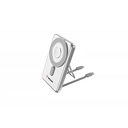 Verbatim Charge ‘n’ Go 2C Magnetic Wireless Power Bank 5000mAh with 2 USB‑C Cables & Stand Silver