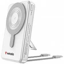 Външна батерия Verbatim Power Bank Magnetic Wireless 10 000mAh C+C Display Silver