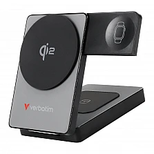 Външна батерия Verbatim Foldable 3-in-1 Qi2 Magnetic Wireless Power Bank 5000 mAh Grey
