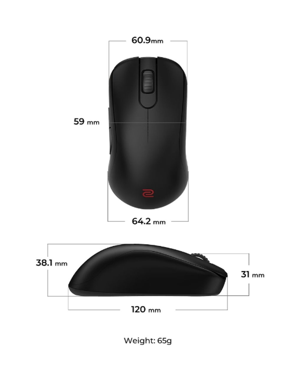 BenQ ZOWIE S2-DW Wireless Gaming Mouse Size S Up to4000Hz Up to3200DPI