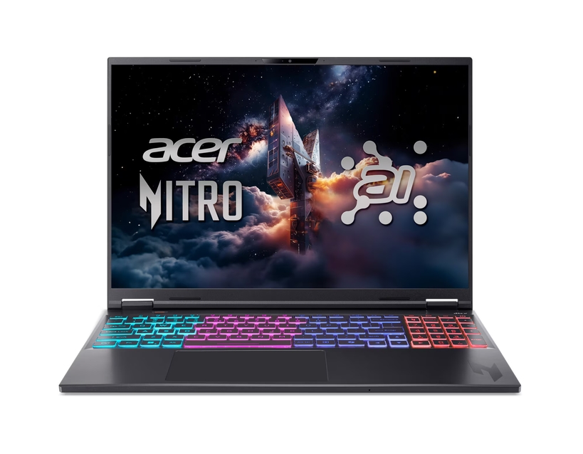 Геймърски лаптоп Acer Nitro 16S AI AN16S-61-R28Q, Ryzen AI 9 365, 16 GB DDR5, 1 TB SSD, RTX 5070 8 GB, 16 WQXGA 180Hz, Wi‑Fi 6E, No OS