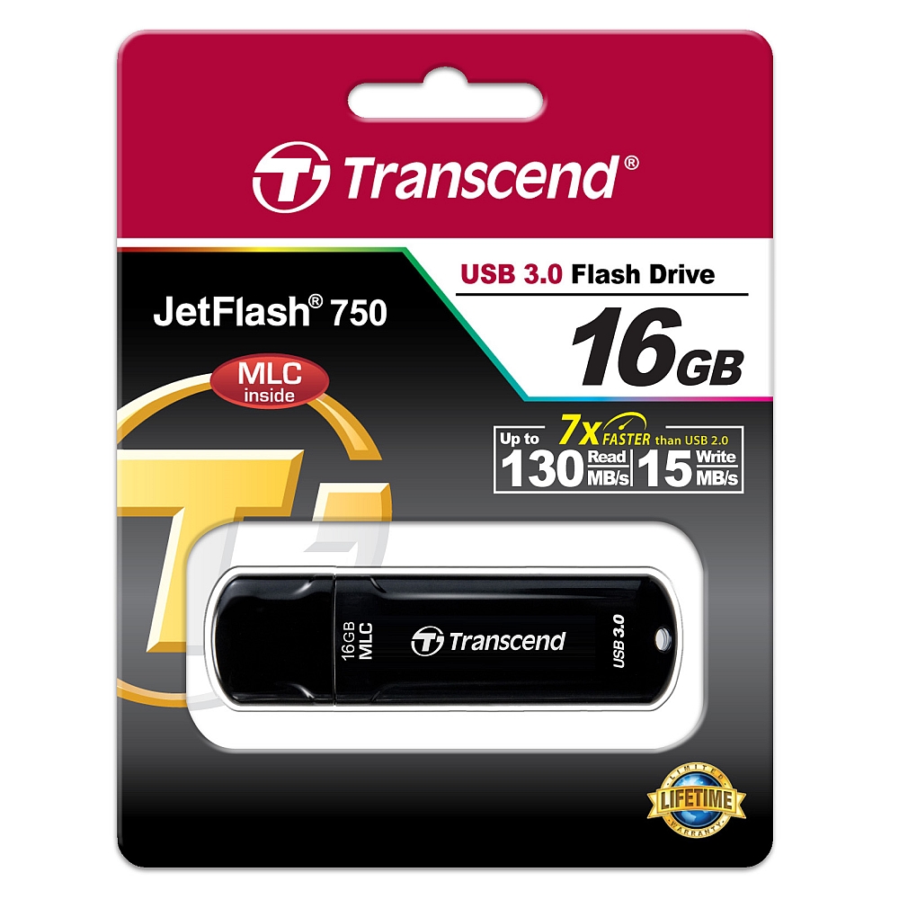 Memory transcend 16gb jetflash 750, usb 3.0, black
