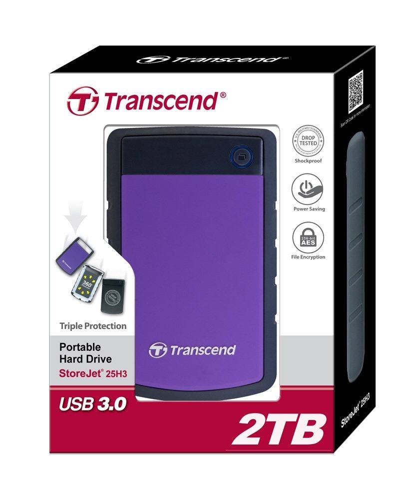 Твърд диск Transcend 2TB StoreJet 2.5H3P, Portable HDD, USB 3.1