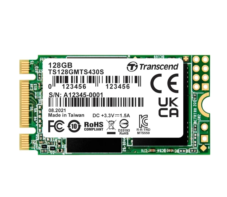 Вътрешен SSD Transcend 128GB, M.2 2242 SSD, SATA3