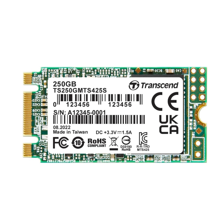 SSD твърд диск Transcend 250GB, M.2 2242, SATA3 B+M Key, TLC