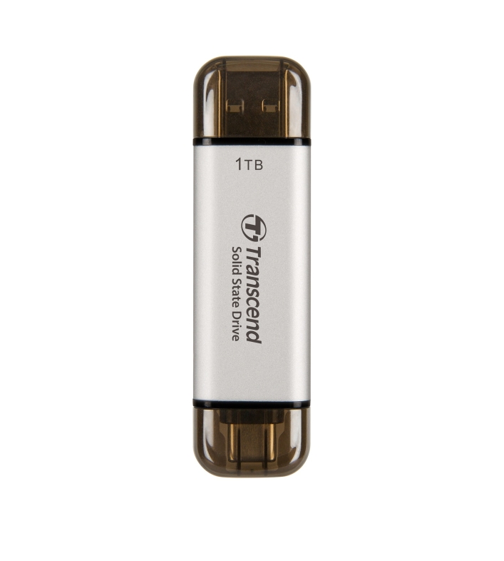 Вътрешно SSD Transcend 1TB, External SSD, ESD310S, USB 10Gbps, Type C/A, Silver