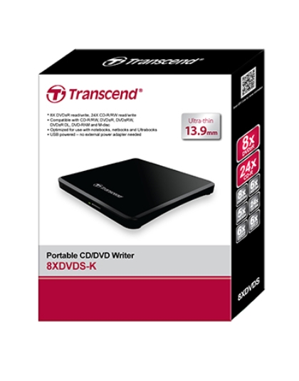 Външно DVD устройство Transcend 8X DVD, USB Black