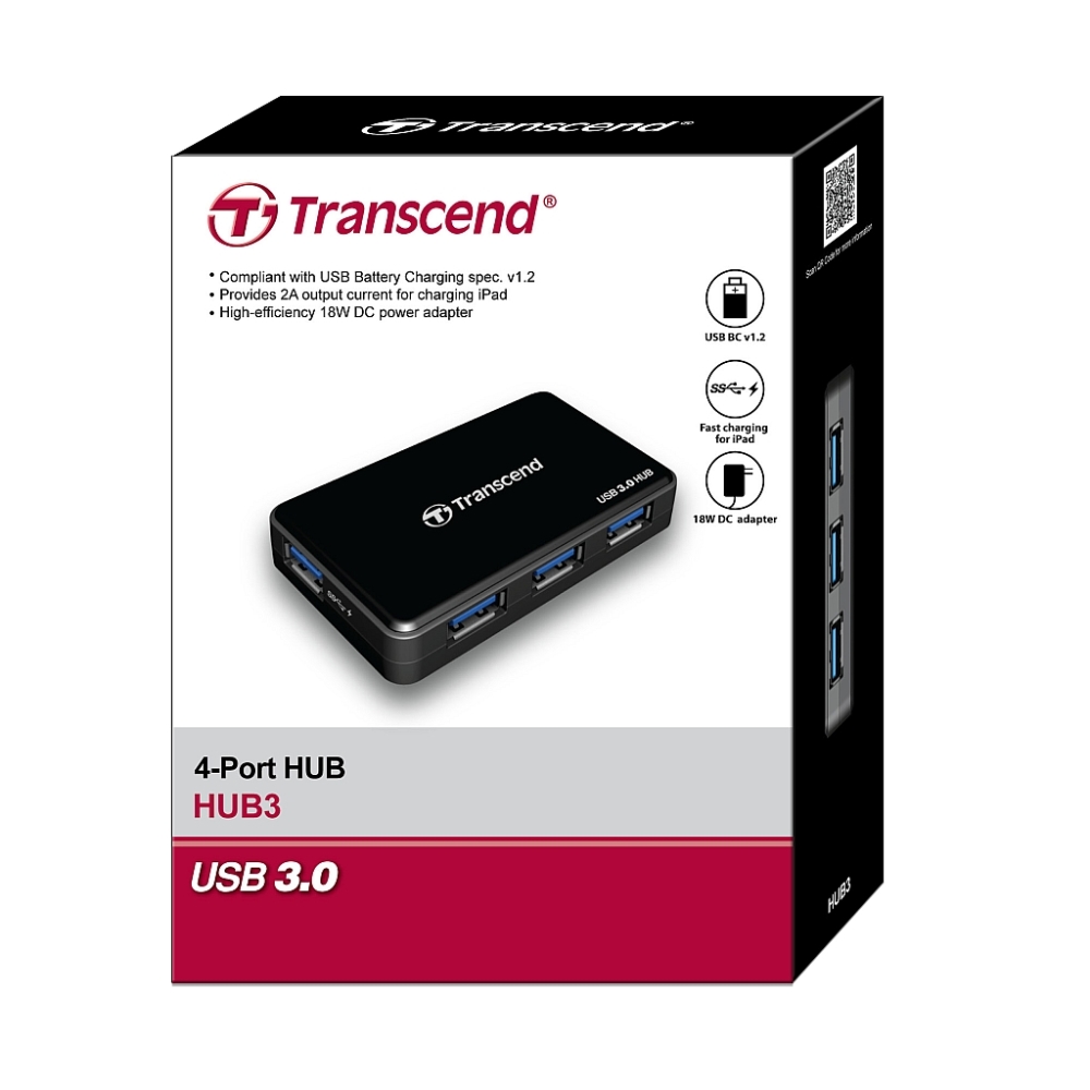 USB хъб Transcend 4-Port HUB, USB 3.0 iPad