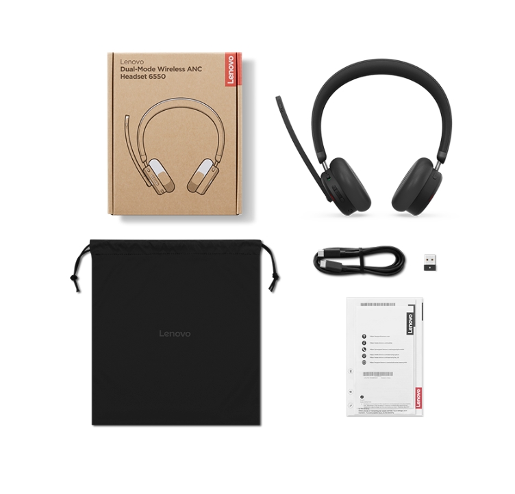 Lenovo Dual‑Mode Wireless ANC Headset 6550 USB‑A Teams