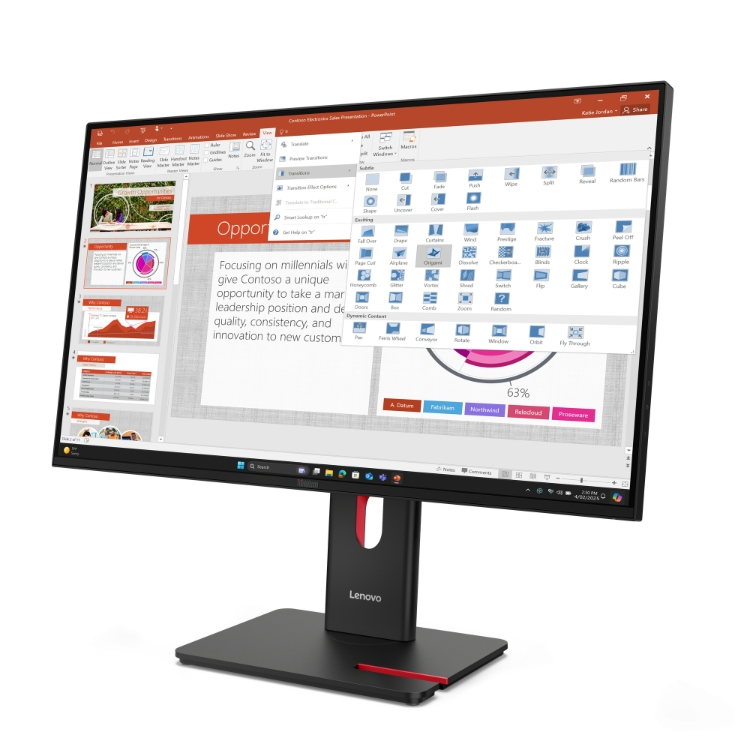 Lenovo ThinkVision T27-40 Monitor 27 IPS WLED FHD 120Hz 4ms HDMI DP VGA USB Hub Adjustable