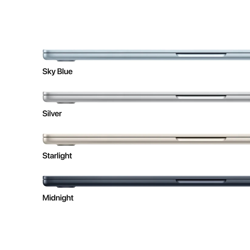 Лаптоп Apple MacBook Air 15.3 M5 10‑ядрен CPU/10‑ядрен GPU 24GB 1TB SSD Sky Blue