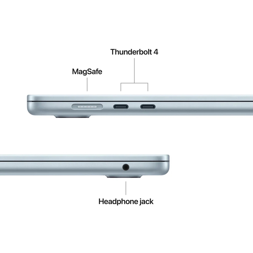 Лаптоп Apple MacBook Air 15.3 M5 10‑ядрен CPU/10‑ядрен GPU 24GB 1TB SSD Sky Blue