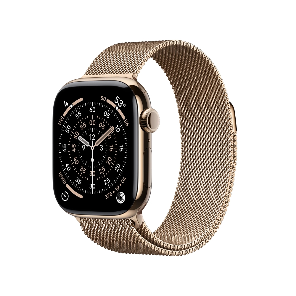Смарт часовник Apple Watch S11 Cellular 42mm Gold Titanium с Gold Milanese Loop