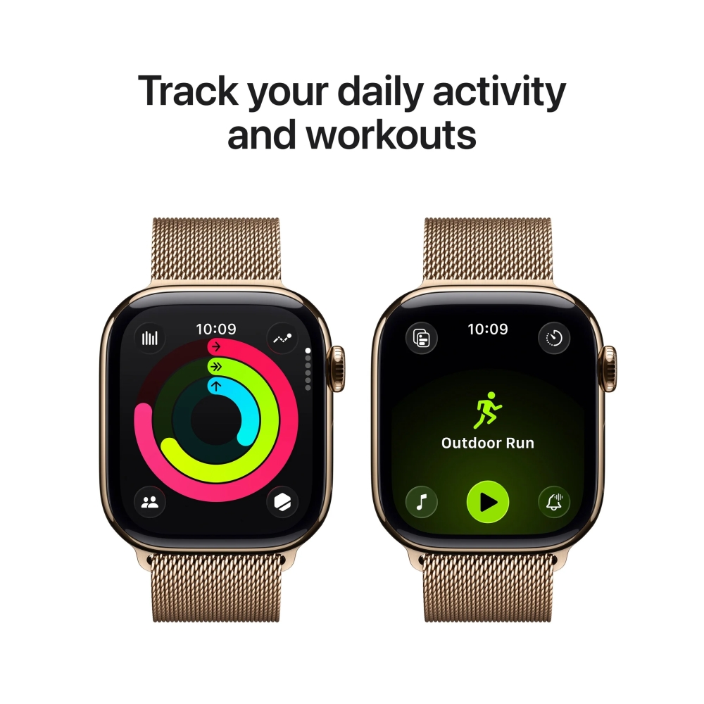 Смарт часовник Apple Watch S11 Cellular 42mm Gold Titanium с Gold Milanese Loop