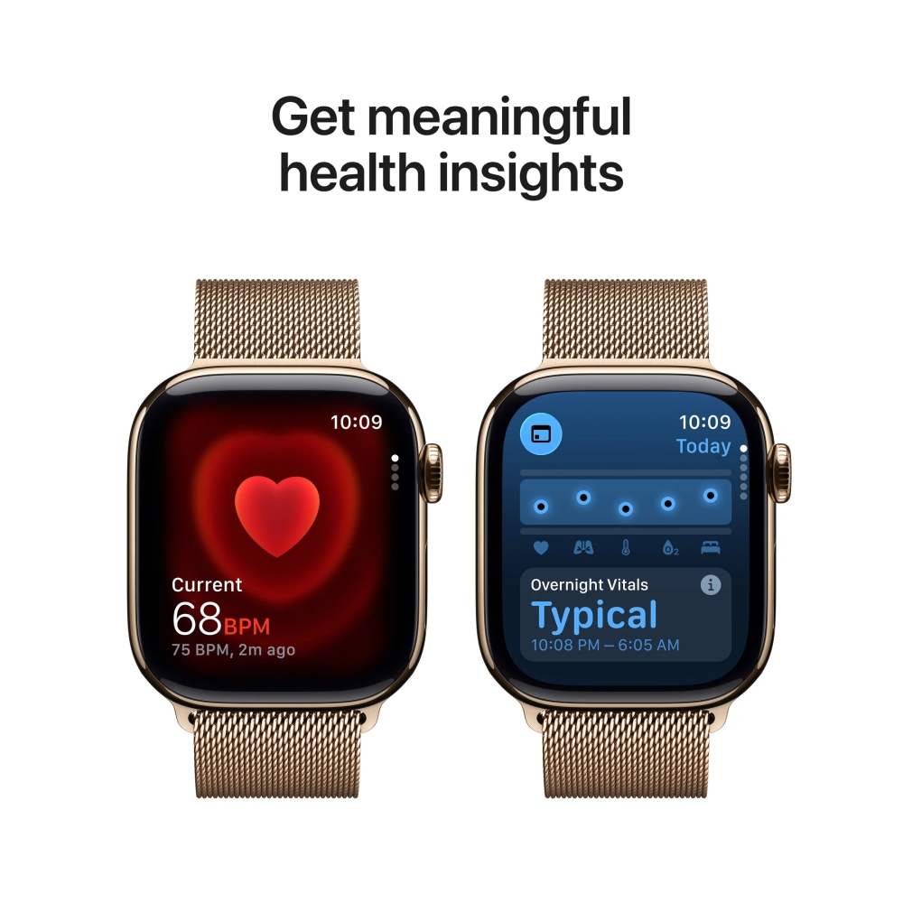 Смарт часовник Apple Watch S11 Cellular 42mm Gold Titanium с Gold Milanese Loop