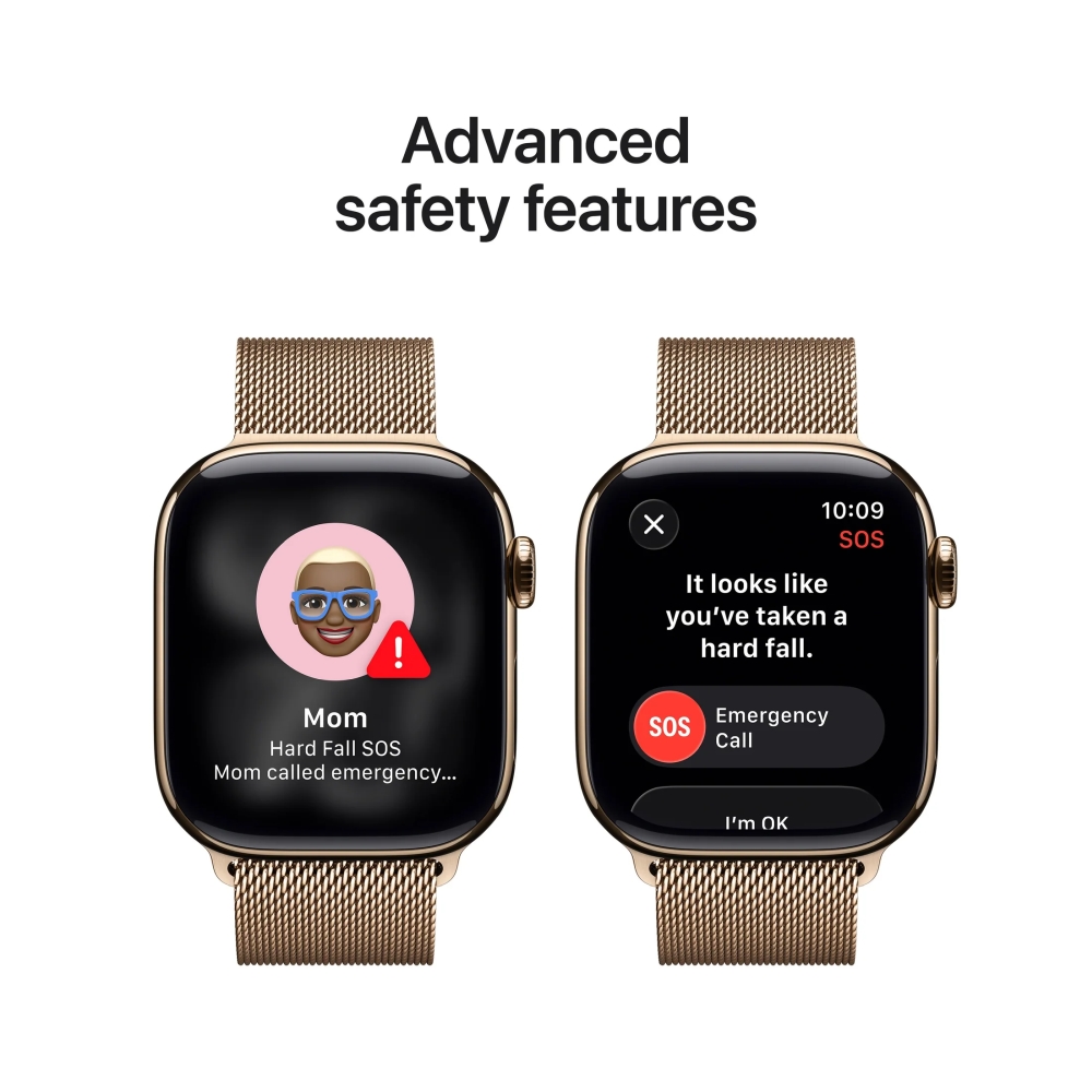 Смарт часовник Apple Watch S11 Cellular 42mm Gold Titanium с Gold Milanese Loop