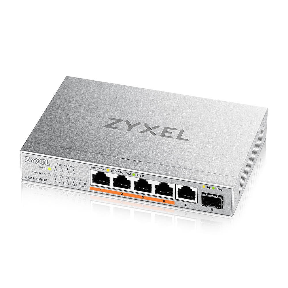 Switch ZyXEL XMG-105 5 Ports 2,5G + 1 SFP+, 4 ports