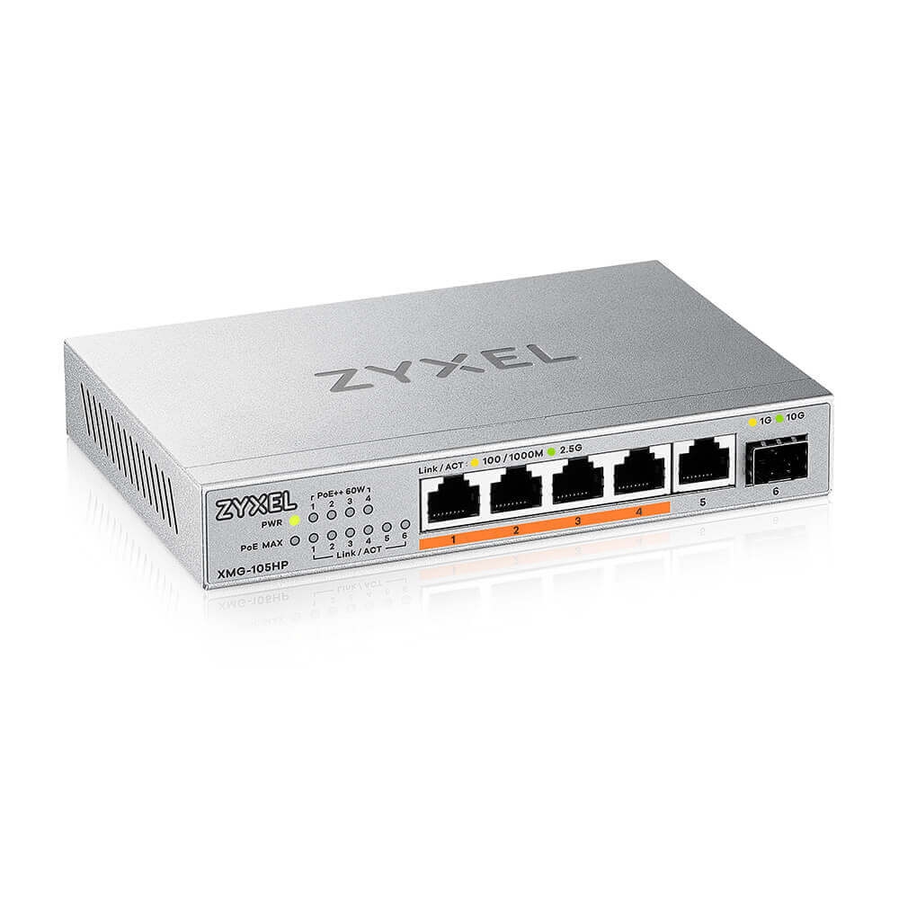 Switch ZyXEL XMG-105 5 Ports 2,5G + 1 SFP+, 4 ports