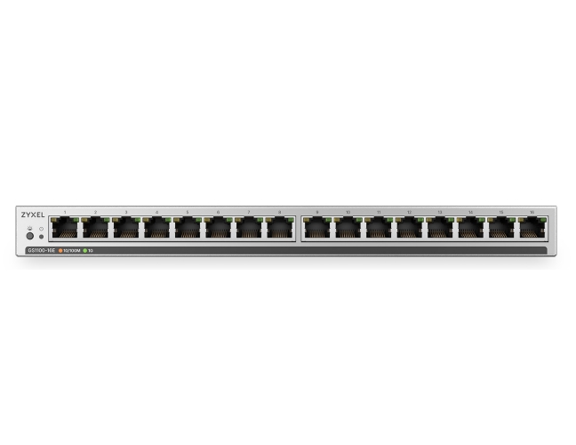 Суич ZyXEL GS1100‑16ES, 16‑портов Gigabit, slimline unmanaged суич
