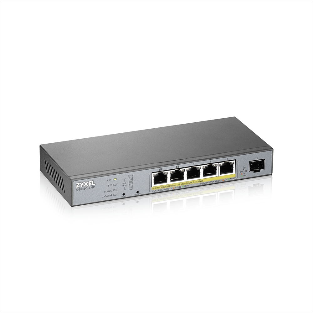 Суич ZyXEL GS1350-6HP, 6 Port managed CCTV