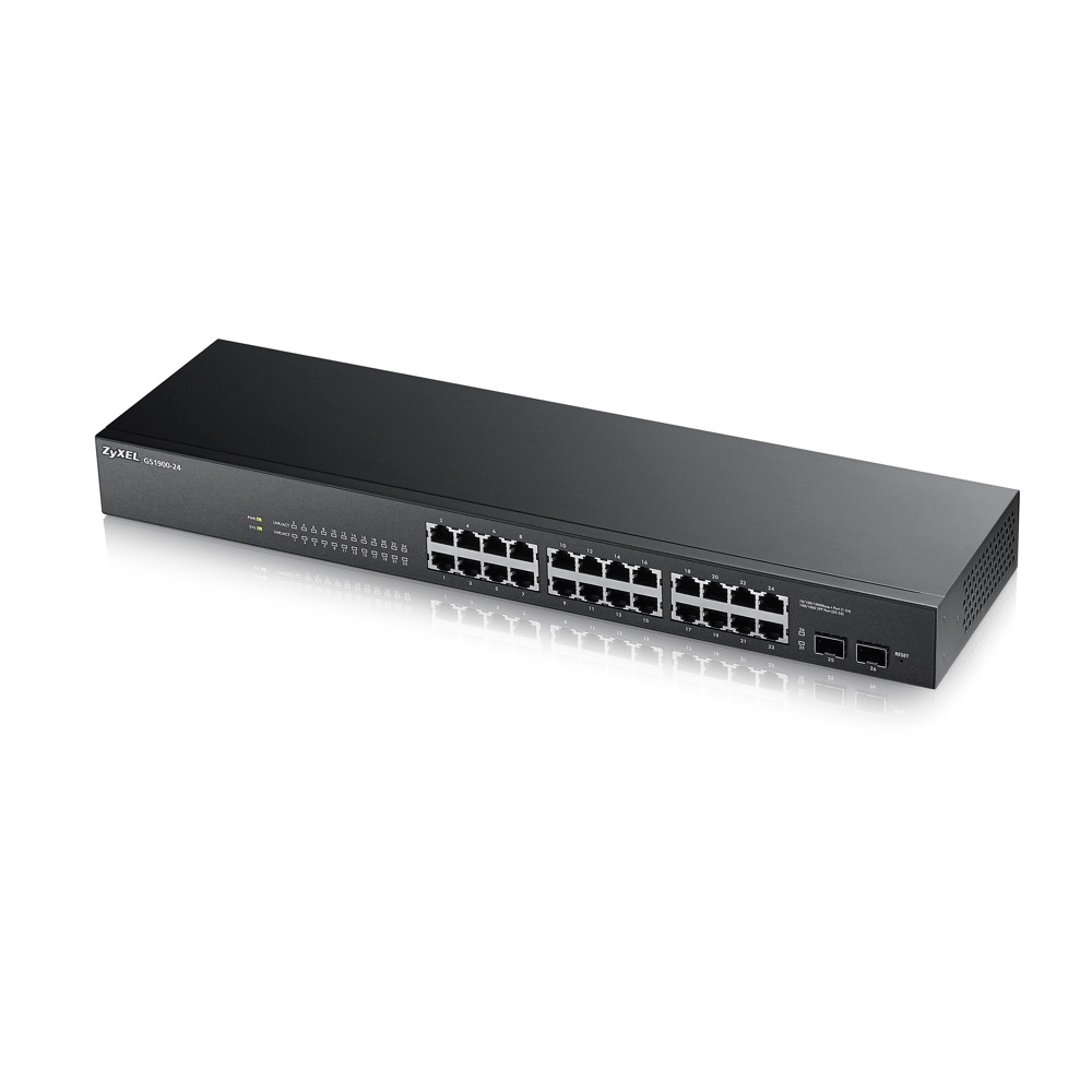 Суич ZyXEL GS1900-24 v2, 24-port GbE L2 Smart, rackmount, fanless
