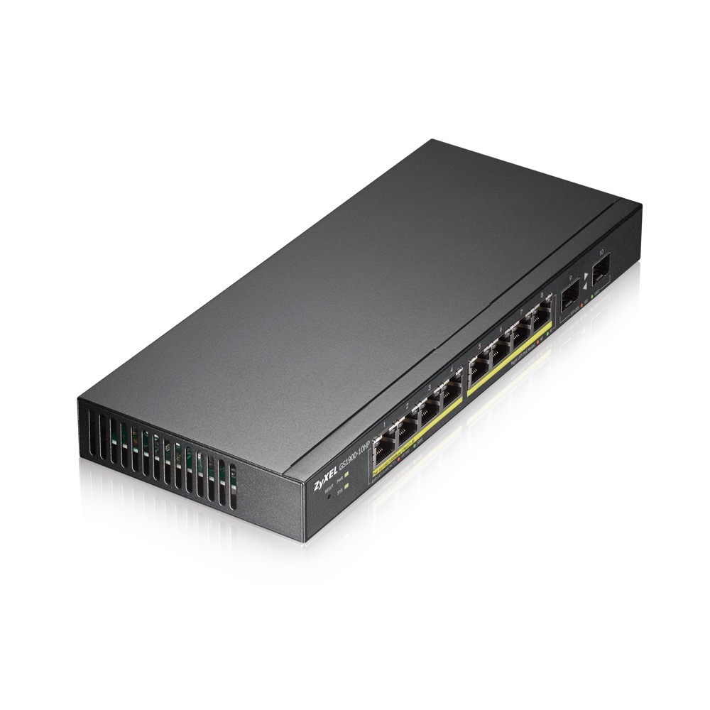 Суич ZyXEL GS1900-10HP v2, 8-port GbE L2 PoE