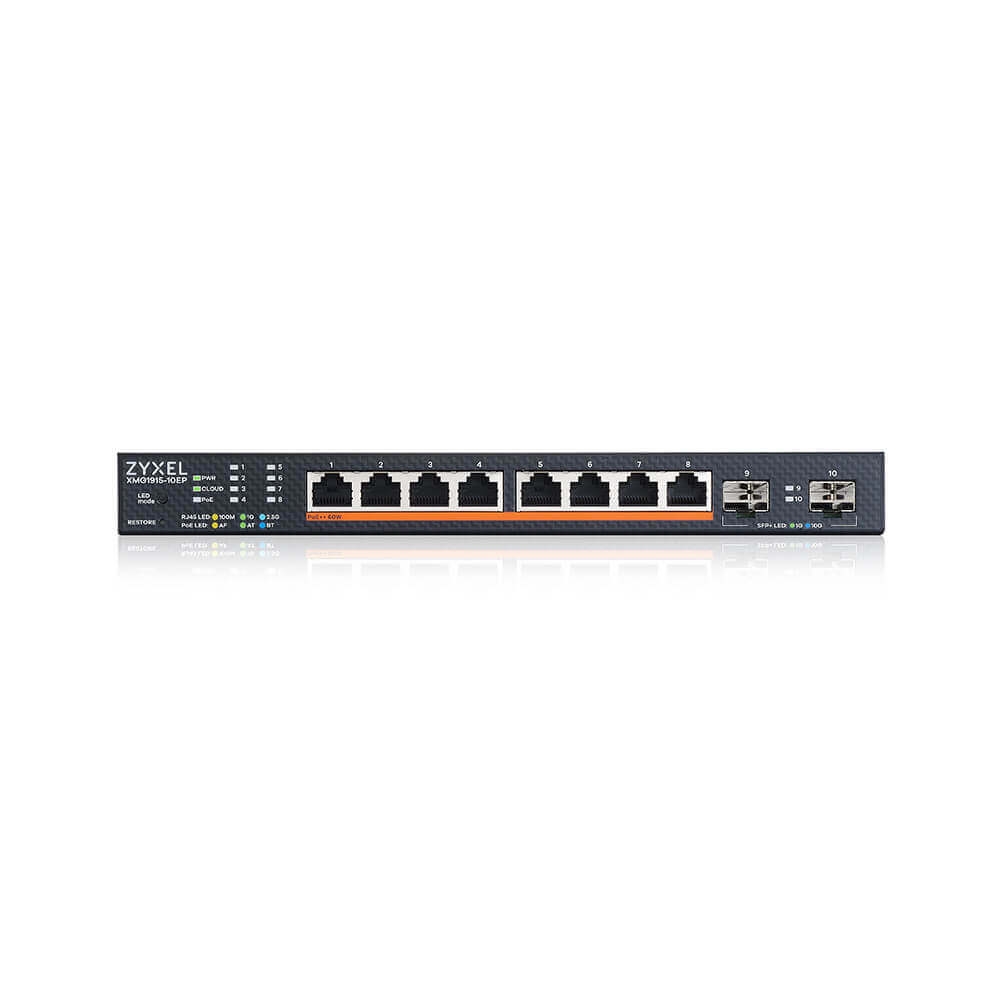 Суич ZyXEL XMG1915-10EP, 8-port 2.5GbE, 2 SFP+, 8 x PoE++ 130W Smart