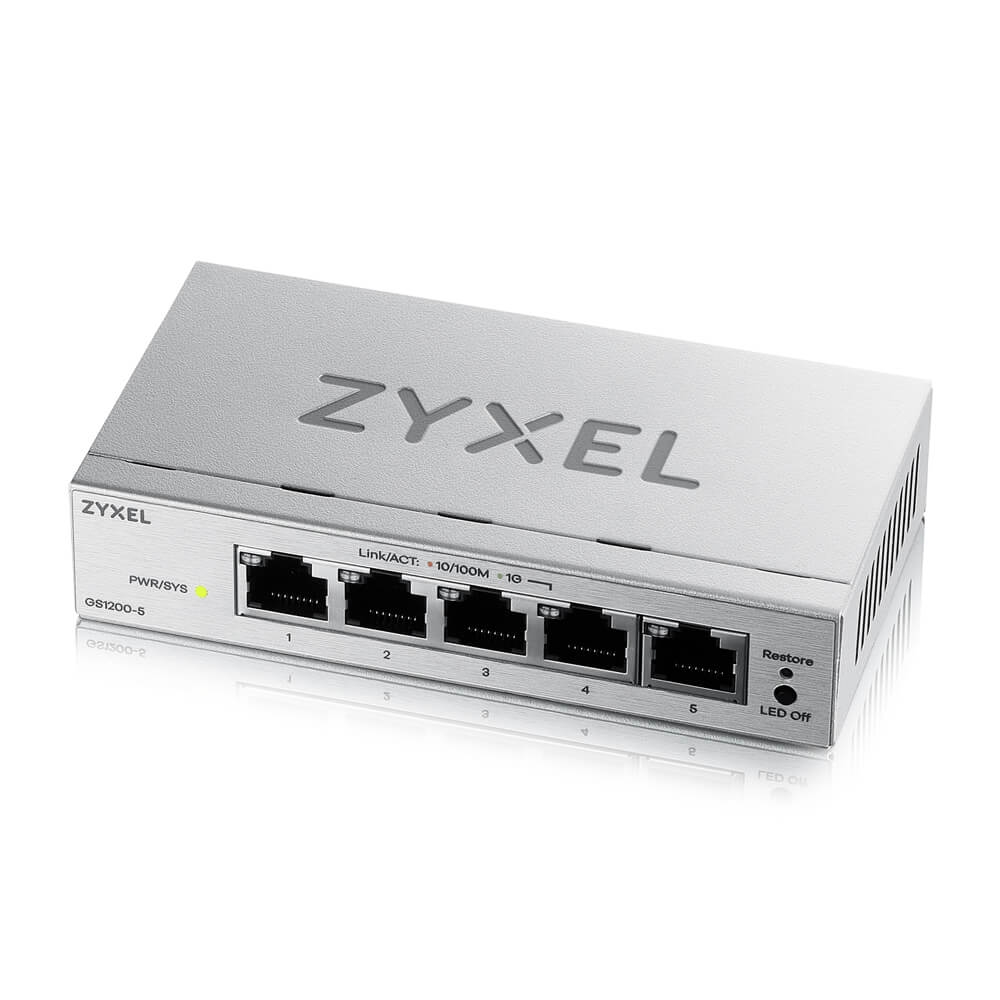 Суич ZyXEL GS1200‑5 v3, 5‑портов Gigabit web‑managed desktop суич