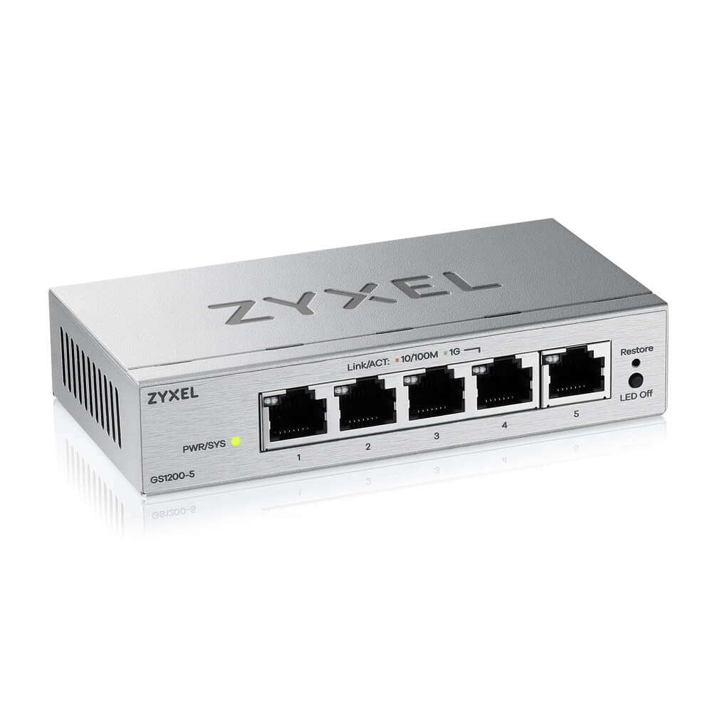 Суич ZyXEL GS1200‑5 v3, 5‑портов Gigabit web‑managed desktop суич