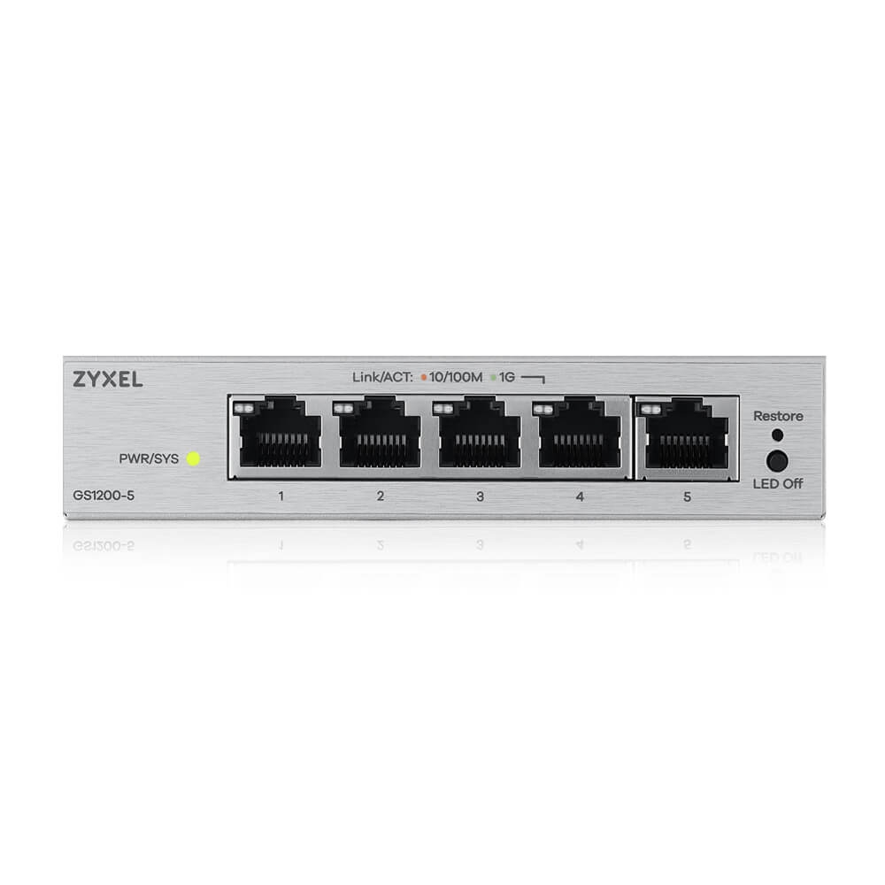 Суич ZyXEL GS1200‑5 v3, 5‑портов Gigabit web‑managed desktop суич