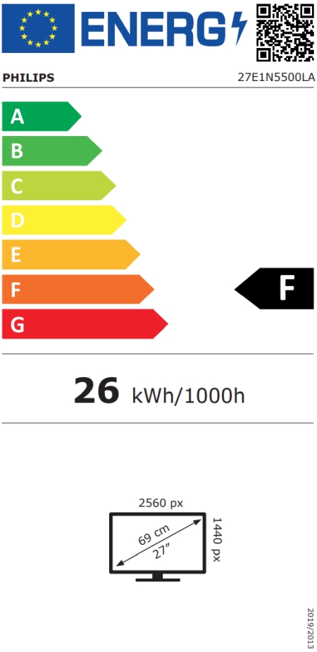 Монитор Philips 27E1N5500LA 27 VA WLED 2560x1440 75Hz 4ms GtG 1ms MPRT