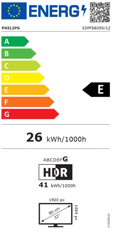 Телевизор Philips 32PFS6050/12, 32, Full HD DLED, Smart TV, HDR10/HLG, Dolby Audio, 3x HDMI, 2x USB, черен