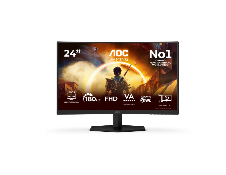 Монитор AOC C24G42FE, 23.6 Curved VA, FHD, 180Hz OC/144Hz, 4 ms, Adaptive Sync, HDMI, DPaoc