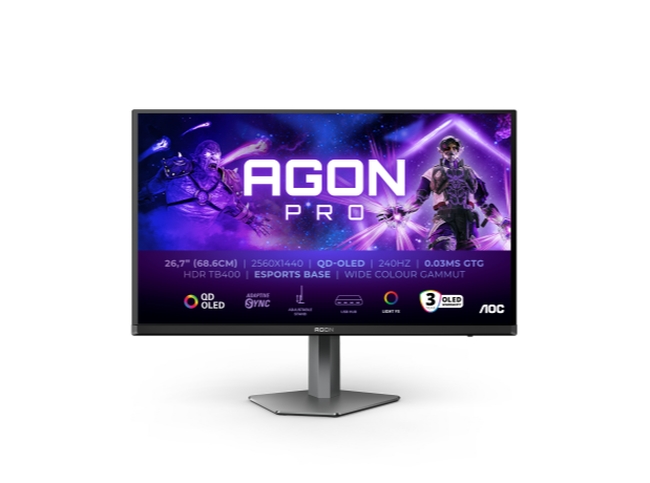 AOC AG276QZD2 26.7 QD‑OLED 1440p 240Hz 0.03ms 2xHDMI 2xDP USB Hub Monitor