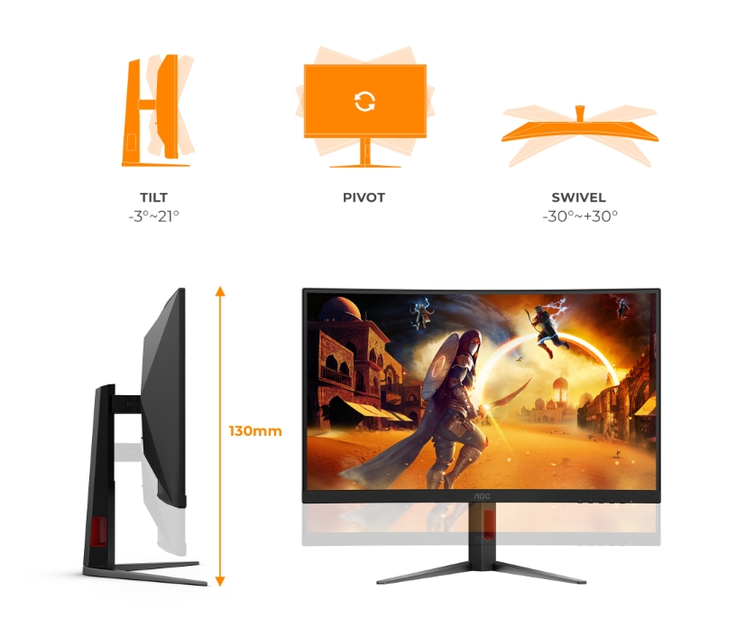 Monitor AOC C27G4Z2, 27 Curved Fast VA, FHD, 260Hz OC/240Hz, 1 ms, Adaptive Sync, HDMI, DPaoc