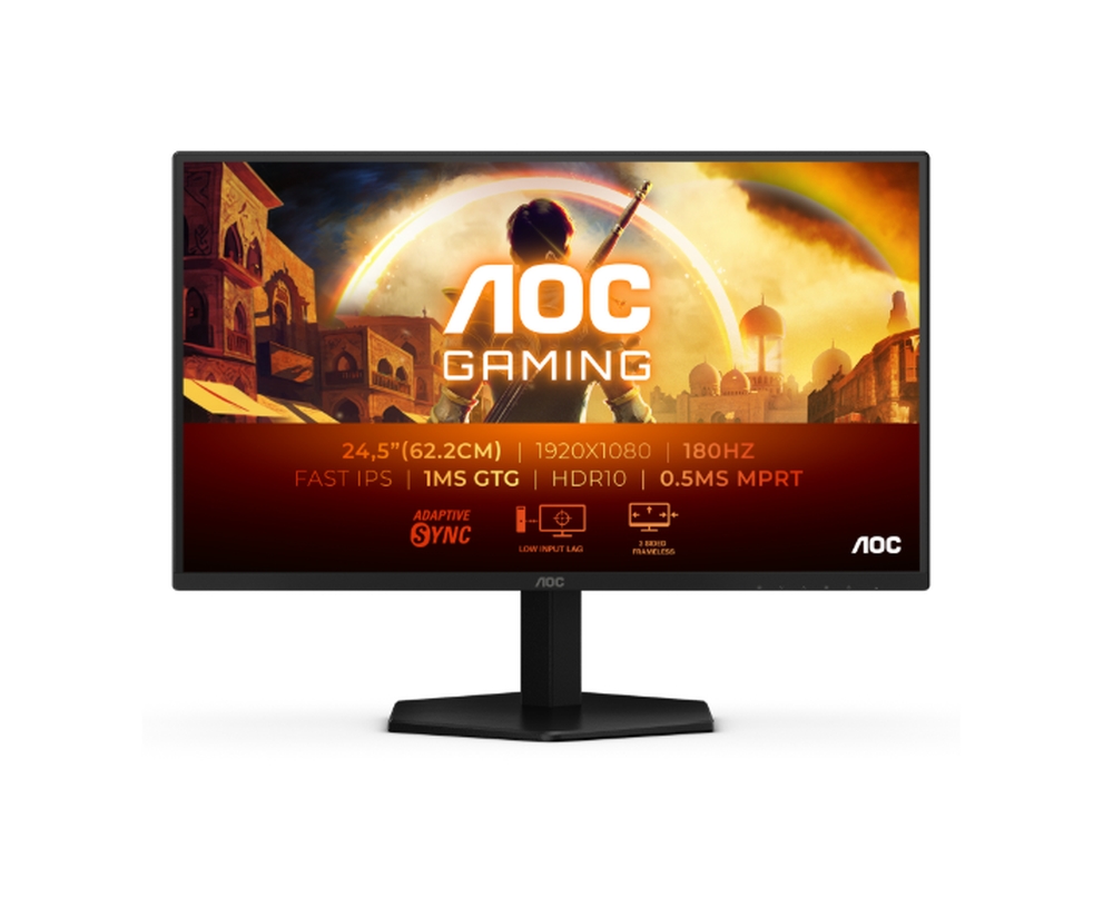 AOC 25G42E Monitor 24.5 Fast IPS WLED 1920x1080 180Hz 1ms HDMI DP FlickerFree Adaptive Sync