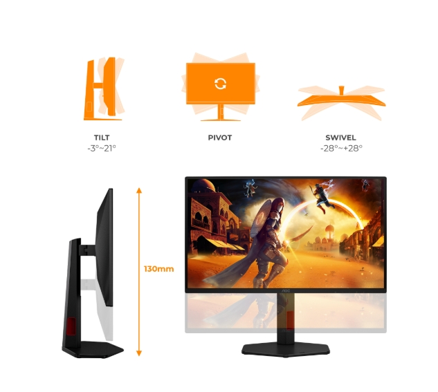 Monitor AOC 25G4ZR, 24.5 Fast IPS, FHD, 260Hz OC/240Hz, 1 ms GTG, Adaptive Sync, HDMI, DPaoc