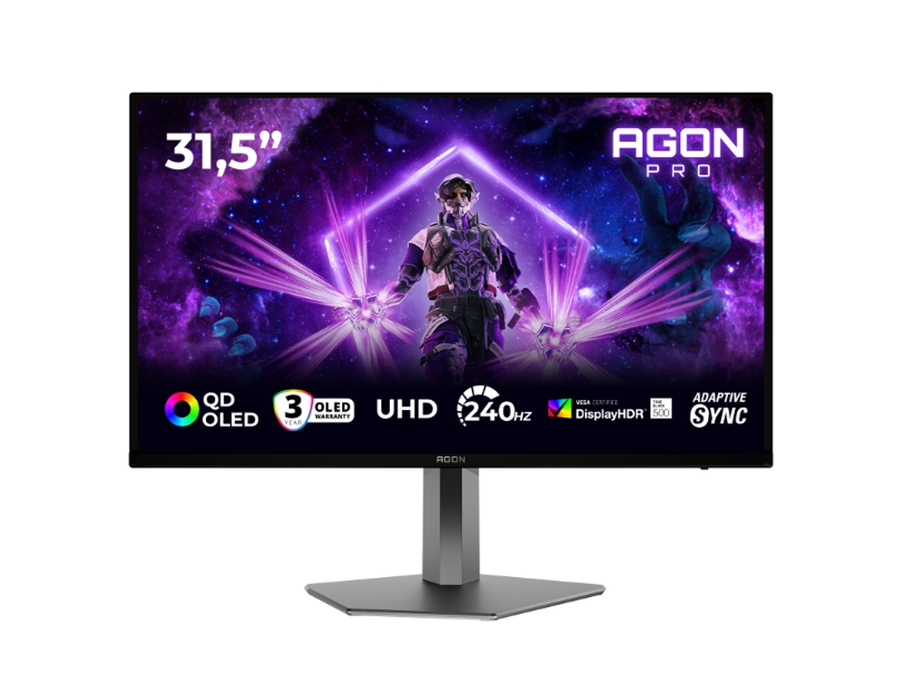 Монитор AOC AG326UZD2, 31.5 QD‑OLED, 4K UHD, 240Hz, 0.03 ms GTG, HDR10, Adaptive Sync, HDMI, DP, USB hub, KVMaoc